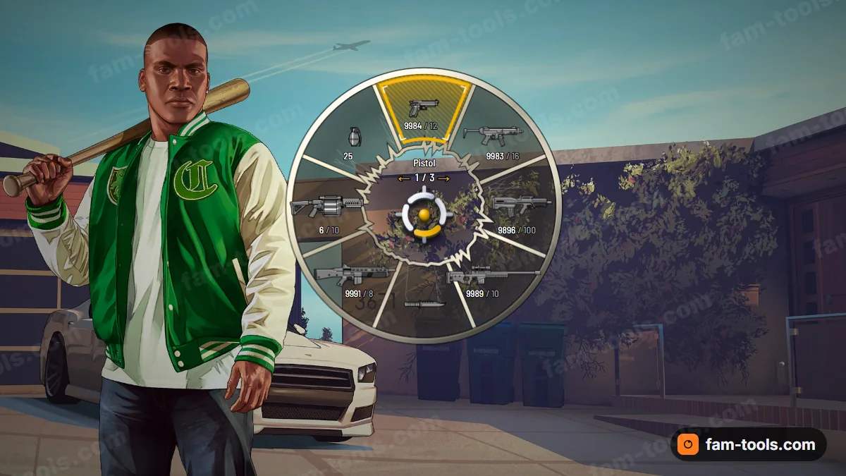 Shattered weapon wheel in the Gold palette