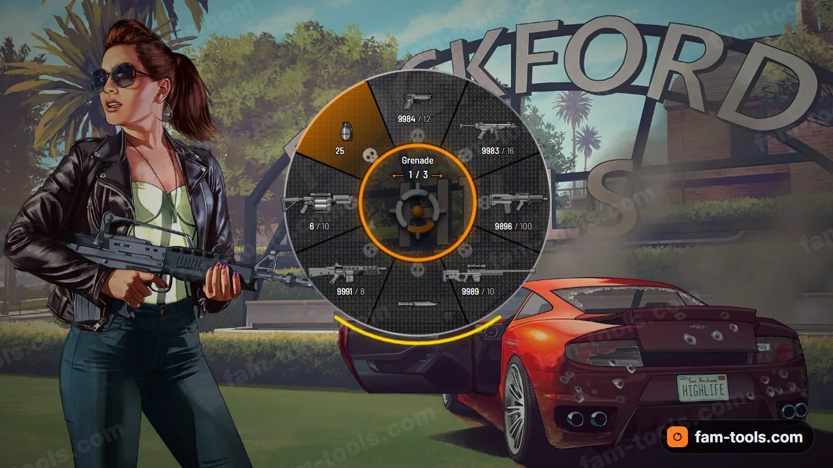 Skull Carbon weapon wheel in the Blaze palette