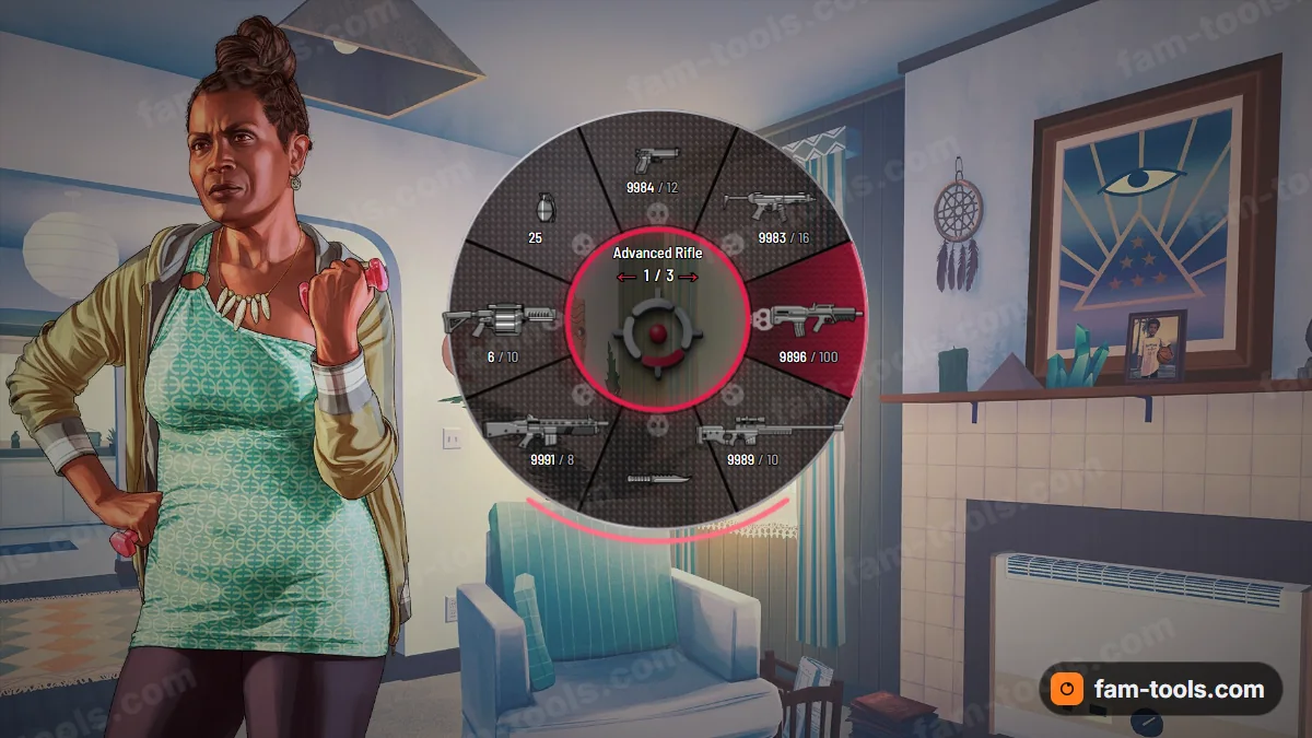 Skull Carbon weapon wheel in the Crimson palette