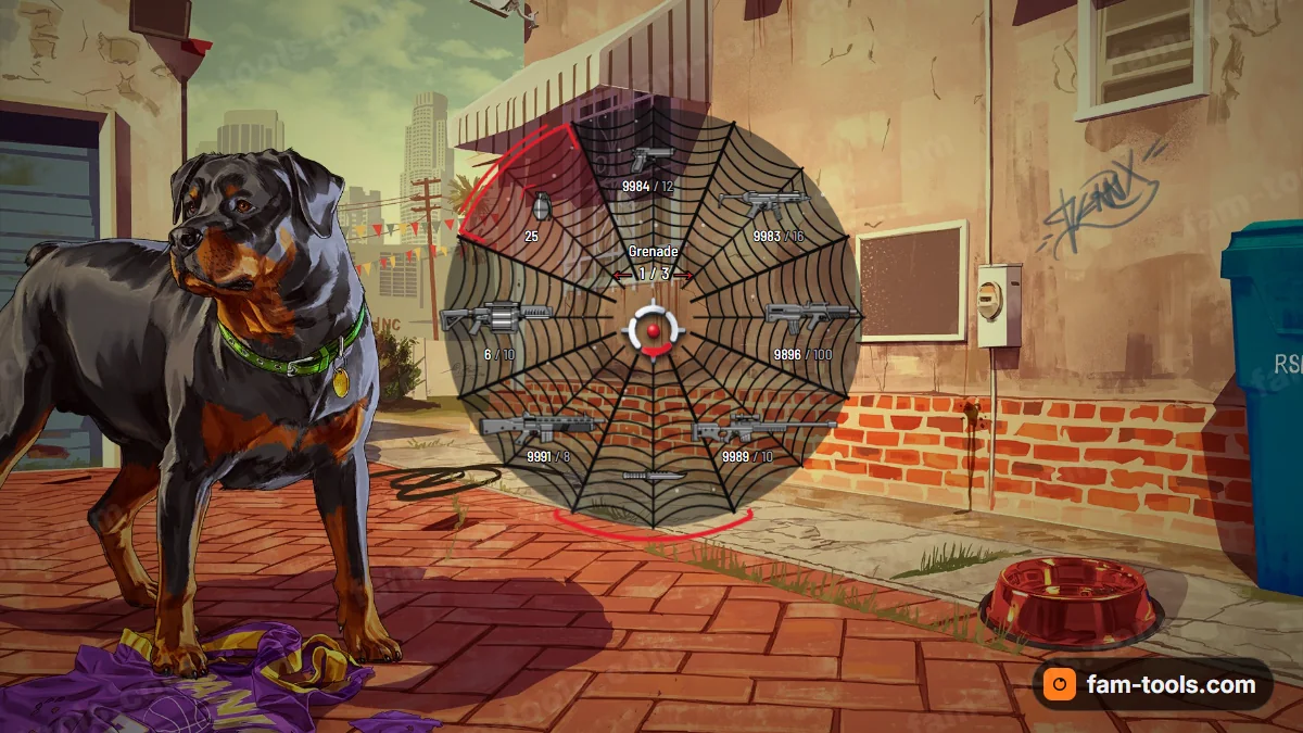 Spider Web weapon wheel in the Classic palette