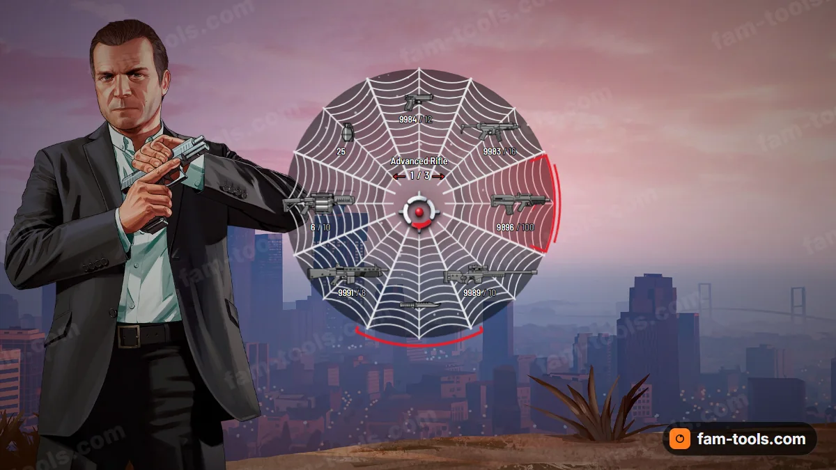 Spider Web weapon wheel in the Silk palette