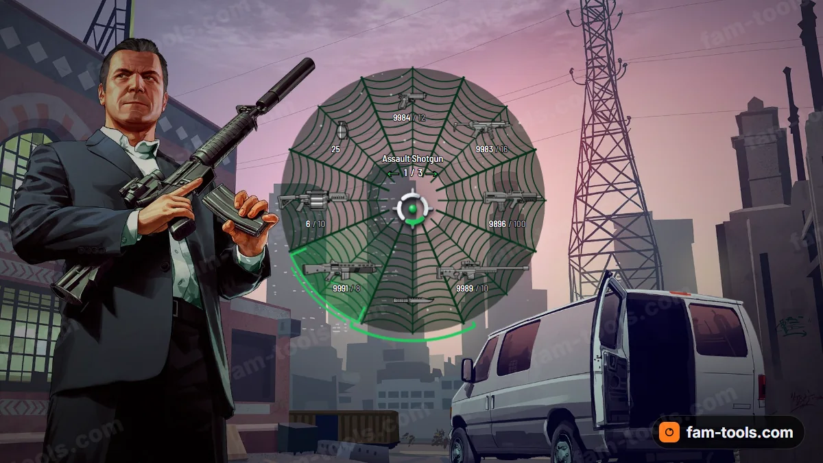 Spider Web weapon wheel in the Venom palette