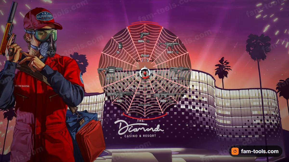 Spider Web weapon wheel in the Widow palette