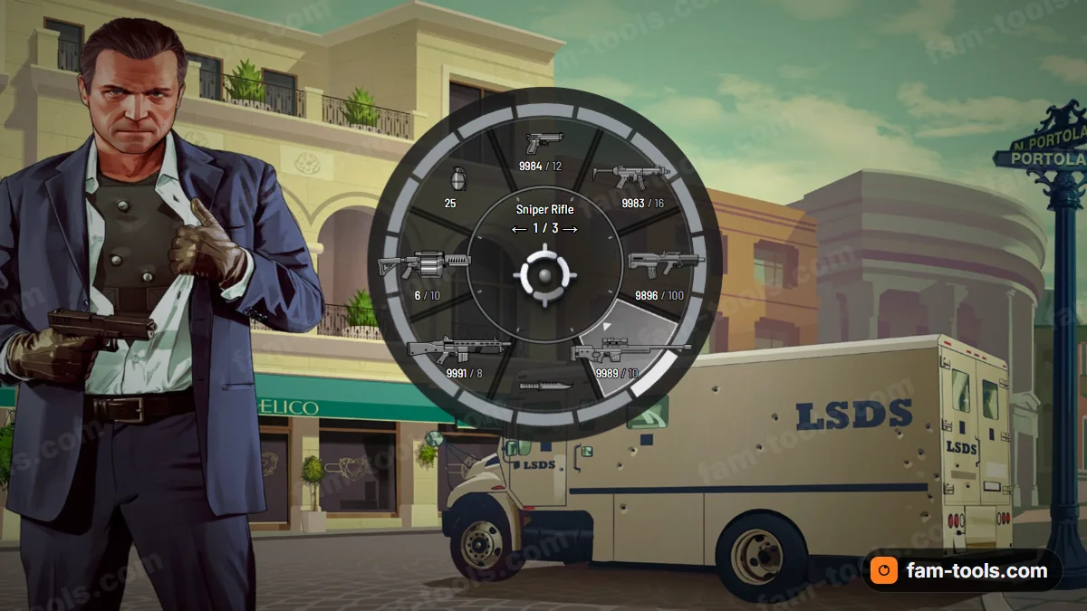 Stencil weapon wheel in the Blackout palette
