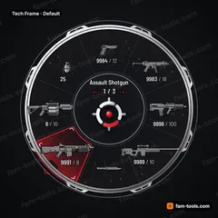 Tech Frame FiveM-compatible weapon wheel, machined frame, bolted brackets, circuit plate