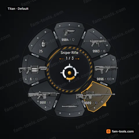 Titan weapon wheel for FiveM, mech armor bays with hydraulic rams, hex bolts and warning stencils