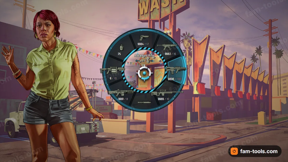 Toxic weapon wheel in the Chem blue palette