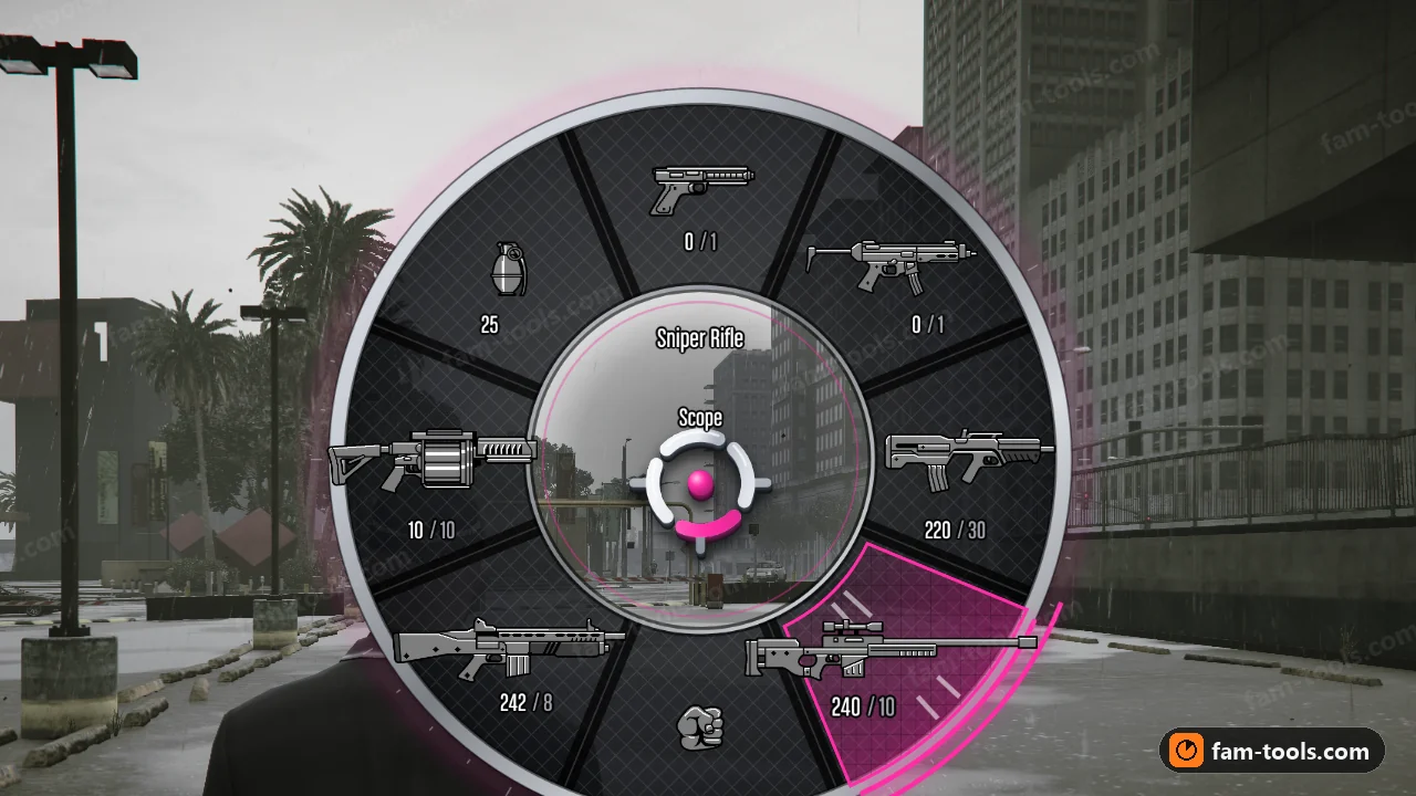 Tuner weapon wheel in game on a FiveM server
