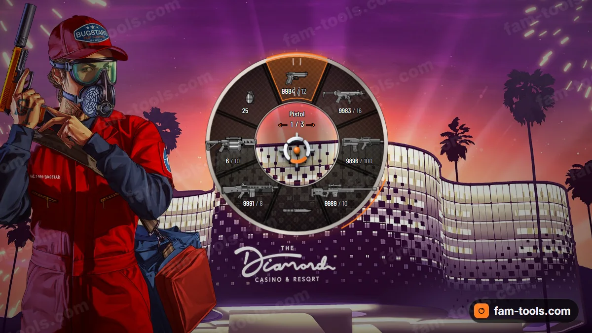 Tuner weapon wheel in the Sunset palette