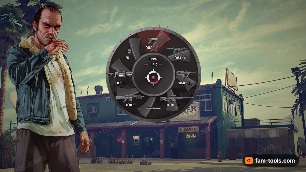 Turbine weapon wheel in the Crimson jet palette