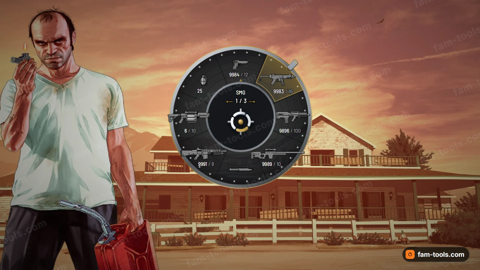 Vault weapon wheel, open on a dark HUD