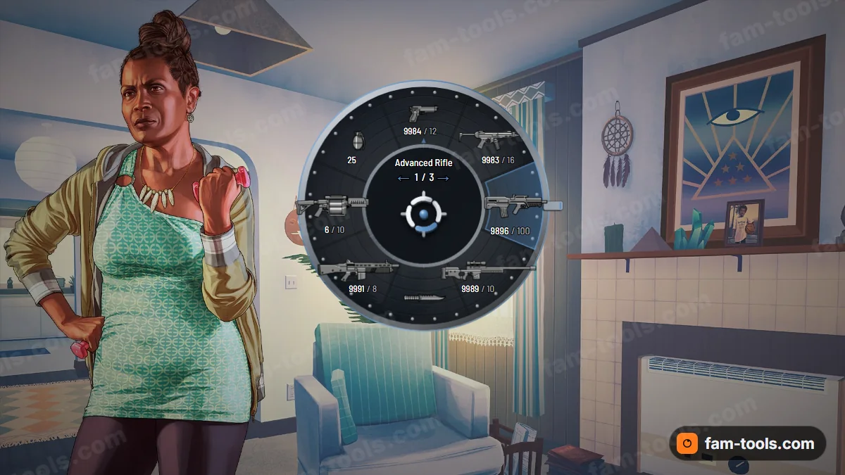 Vault weapon wheel in the Blue steel palette