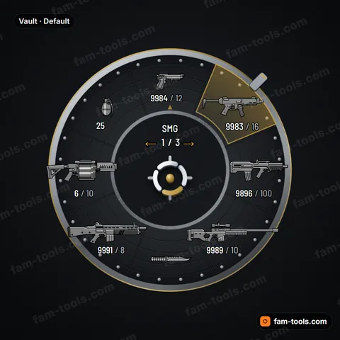 Vault weapon wheel for FiveM, bank vault door with locking bolts, combination dial and gold trim