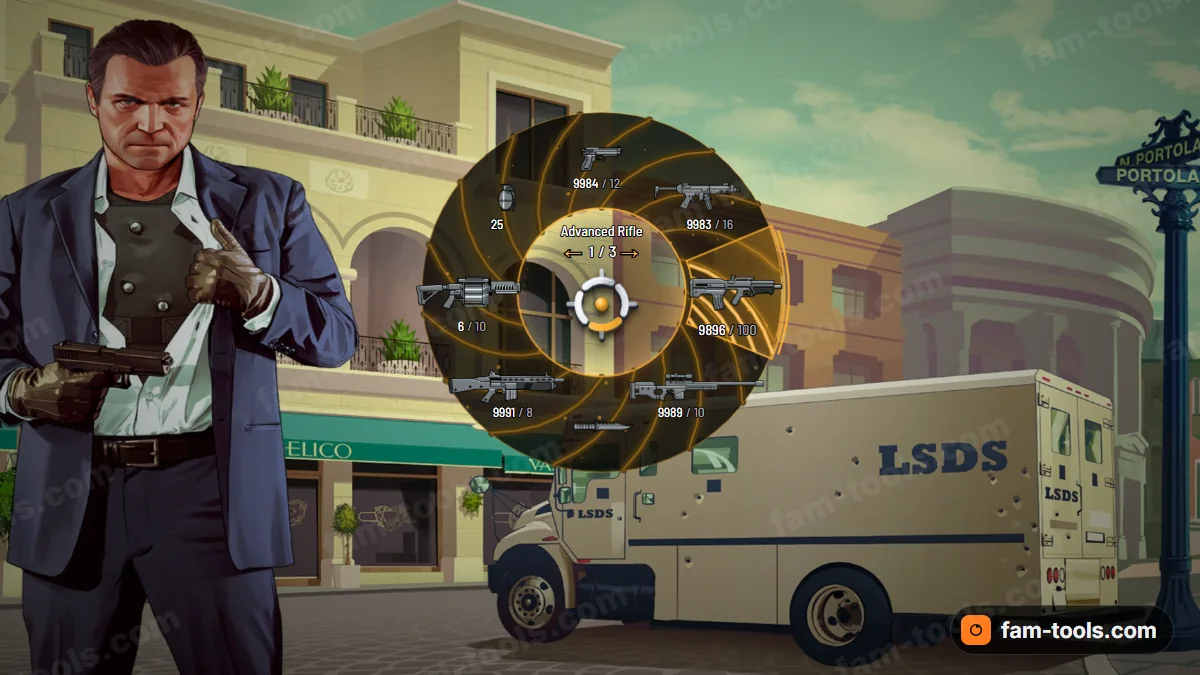 Vortex weapon wheel in the Solar palette
