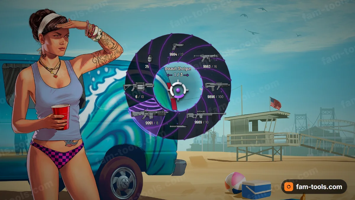 Vortex weapon wheel in the Nebula palette